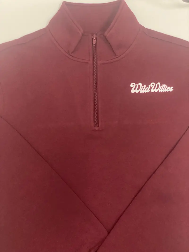 1/4 Zip Wild Willies Script Logo 1