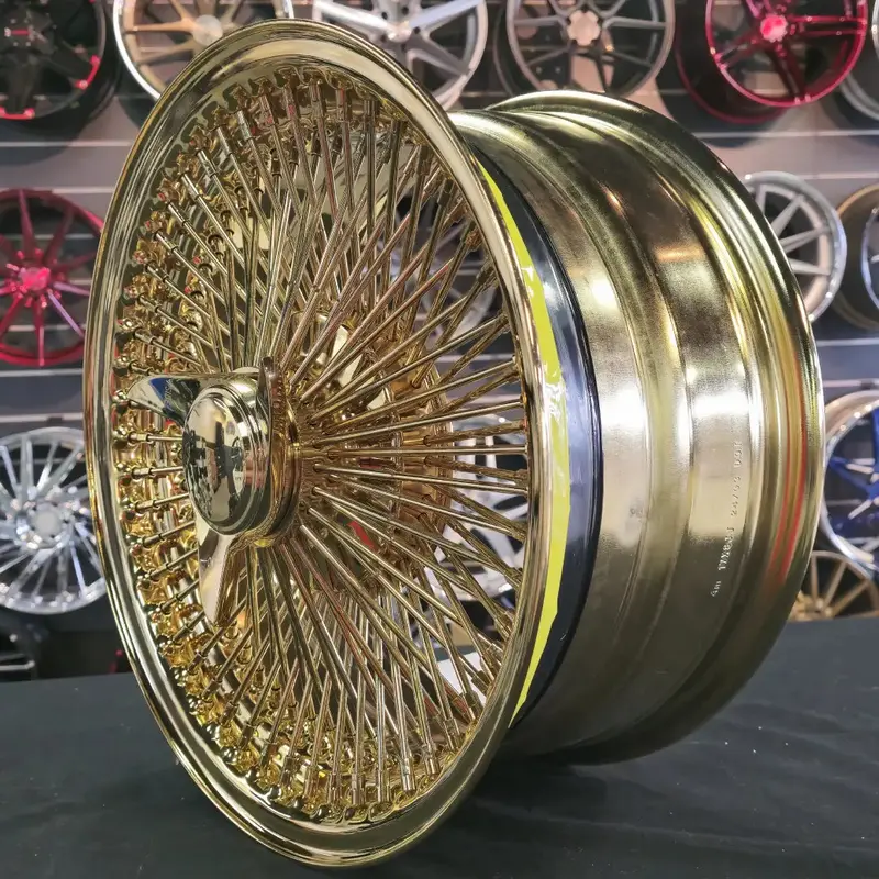 17 Inch Player Wire Wheels Gold Mazda Protege Rims 17X8 205/40R17 Cosomo Mucho Macho Tires 1