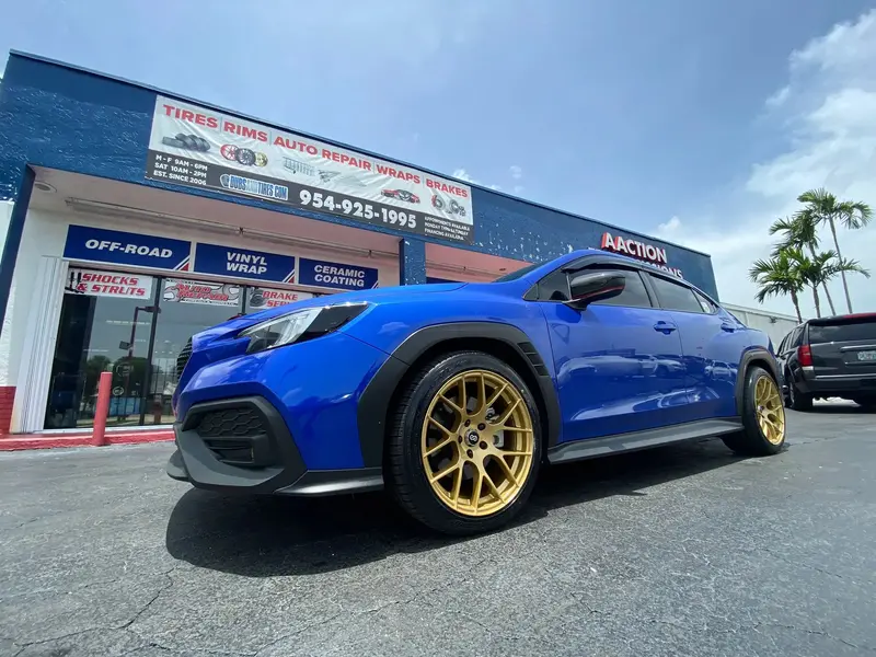 18 Inch 18X9.5 Enkei Raijin Gold Bp:5X114.3 Tire:245/40Zr18 Subaru Wrx Wheels 1