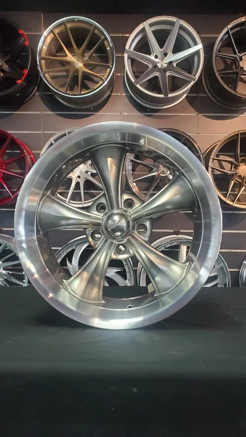 18" Inch Ridler 695 Grey W/ Machine Lip Black Wheels Staggered 18X8 & 18X9.5 Rims Roadmaster Bp: Custom 1