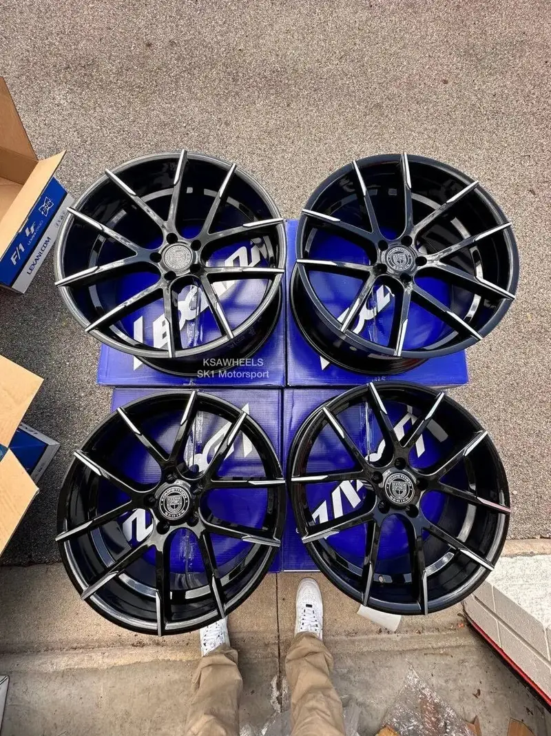 20/21" Lexani Stuttgart Wheels & Tires Glossy Black Rims Staggered Customizable 20X8.5(Front) 22X10(Rear) Corvette C8 Wheels 1