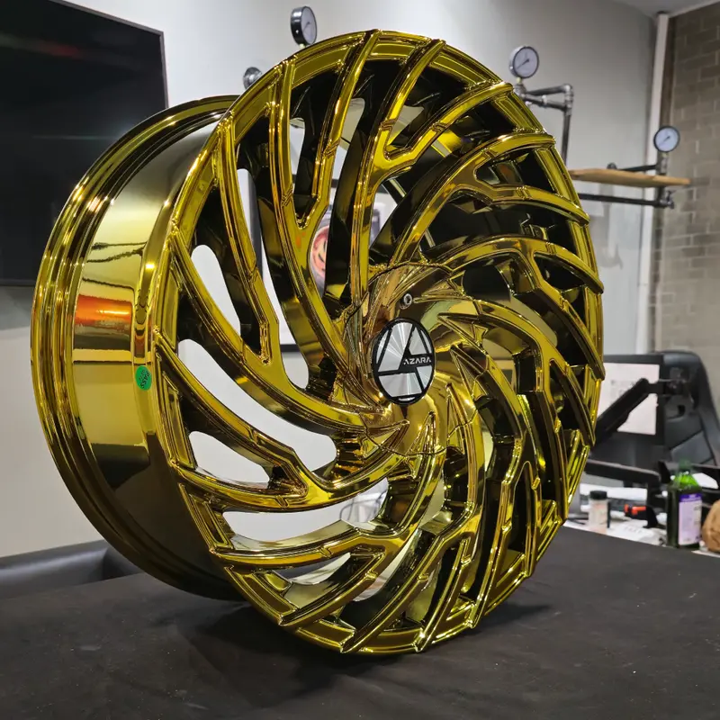 20" Azara Aza-536 All Gold Face Wheels Rims 20X9, Rims Tire Package Bp:5X120 2015 Chevy Camaro Lt 1