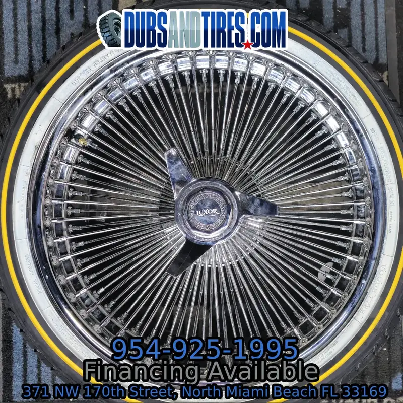 20 Inch Luxor 150 Spoke Chrome Wire Wheels Chrome Rims 20X8 245/40R20 Vouge Tires 1