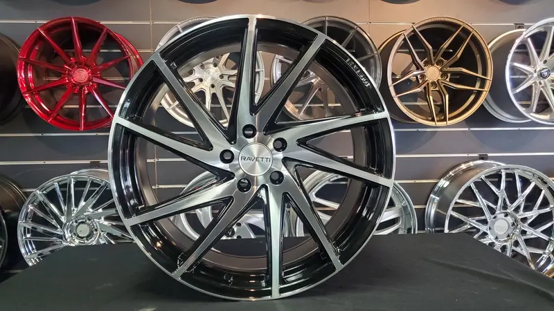 20" Inch Ravetti M10  Black Machine Wheels 20X8.5 Rims Bp: 5X114.3 225/30Zr20 225/30Zr20 Lexani Lx-20 Hyundai Veloster 1