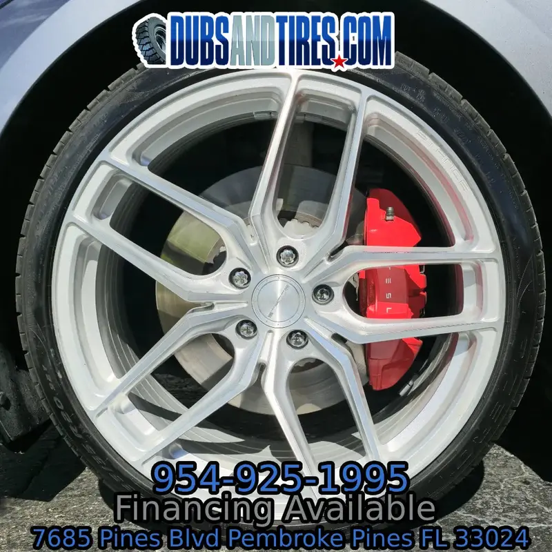 20" Stance Sf-03 Wheels Brushed Silver Rims Staggered 20X9 (Front) 20X10.5(Rear)  Tesla Model 3 1