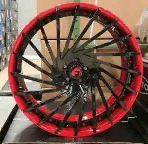 22/24" Forgiato Ventoso Black & Red Rims Staggered 22X9 (Front) & 24X10 (Rear) Sling Shot Polaris 3 Wheels 1