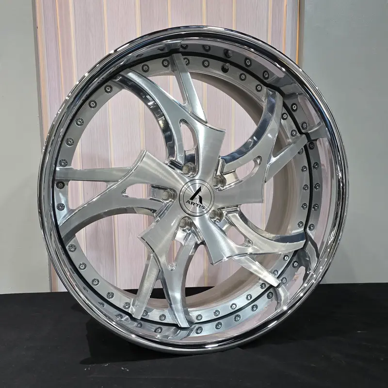 22" Artis Laredo Brushed Face Chrome Lip Wheels Rims  22X9, 22X11  Bp:5X115 2022 Dodge Challenger 1