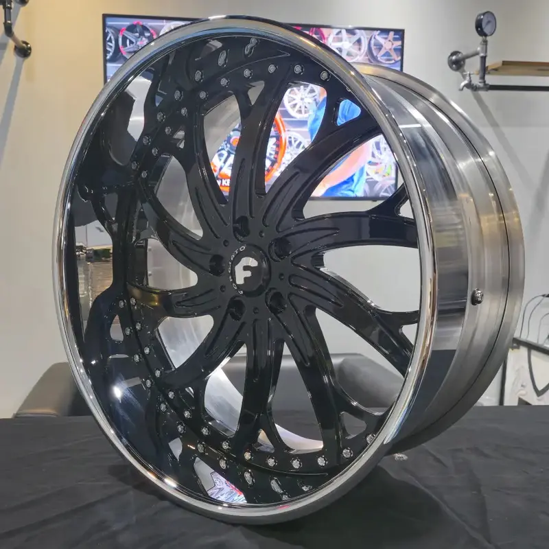 22" Forgiato C2c Gloss Black Lip Wheels Rims 22X9, 22X10.5  Wheels Only  Bp: Custom 1987 El Camino 1