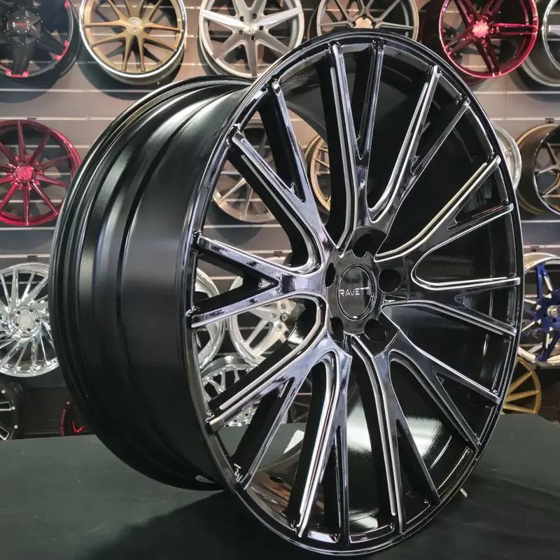 22 Inch 22X10 Ravetti Rims M12 Black Milled Wheels Tires: 265/40Zr22 Bp:5X114.3 Ford Explorer Finacing Avil 1
