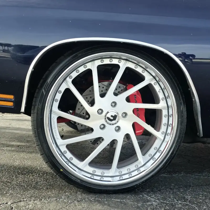 22" Inch Forgiato Direzione Brushed Silver Chrome Wheels 22X10.5 22X9 Rims Chevelle 1