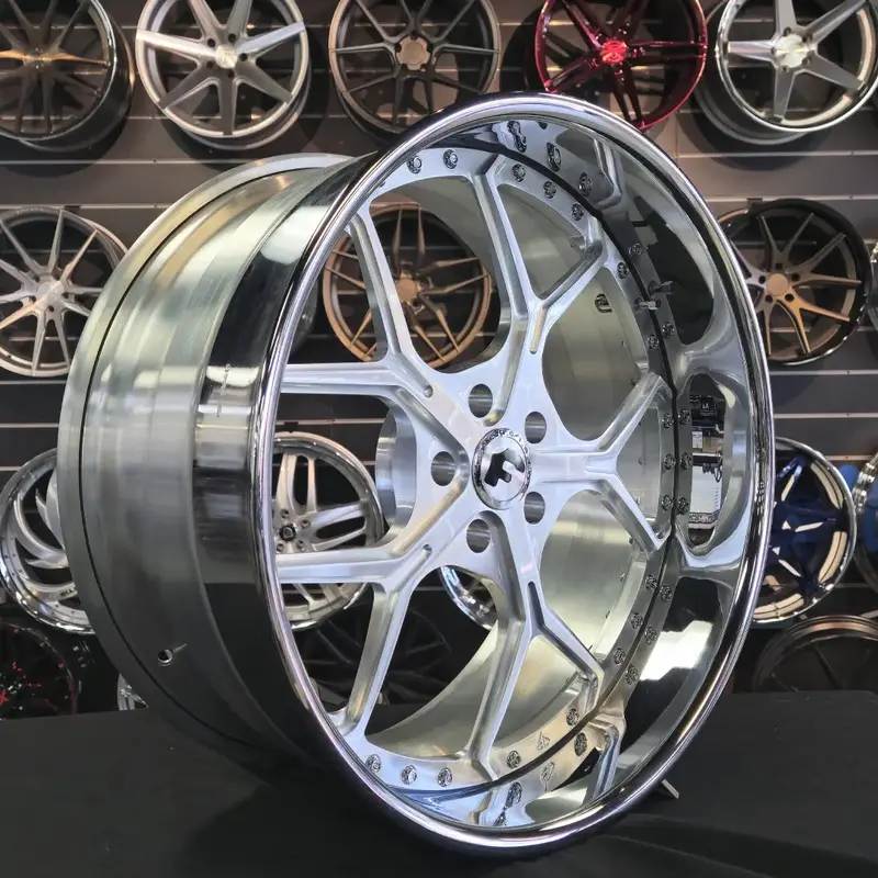 22 Inch Forgiato Wheels Quadri Brushed Face Chrome Lip Chevy Camaro Rims 22X9.5 22X11 Rims 5X120 1