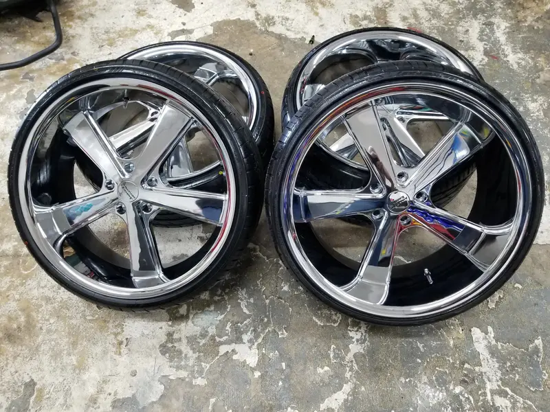 22" Inch Staggered 22X9 & 22X11 American Racing Vn701 All Chrome Wheel & Tire Package 1