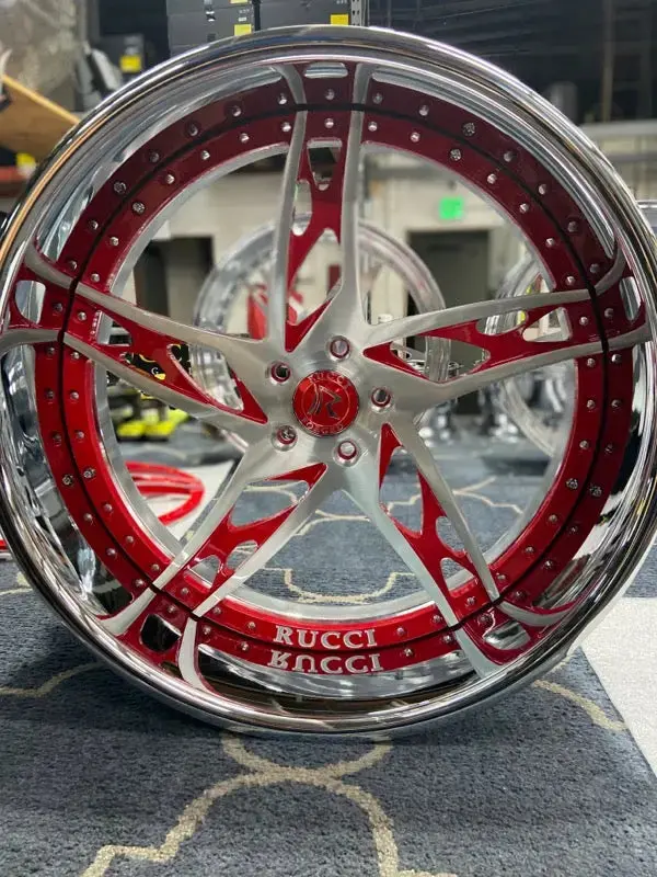 22" Rucci Cuervo Wheels Red Rims Staggered 22X9.5(Front) 22X10(Rear)  Impala Custom Wheels 1
