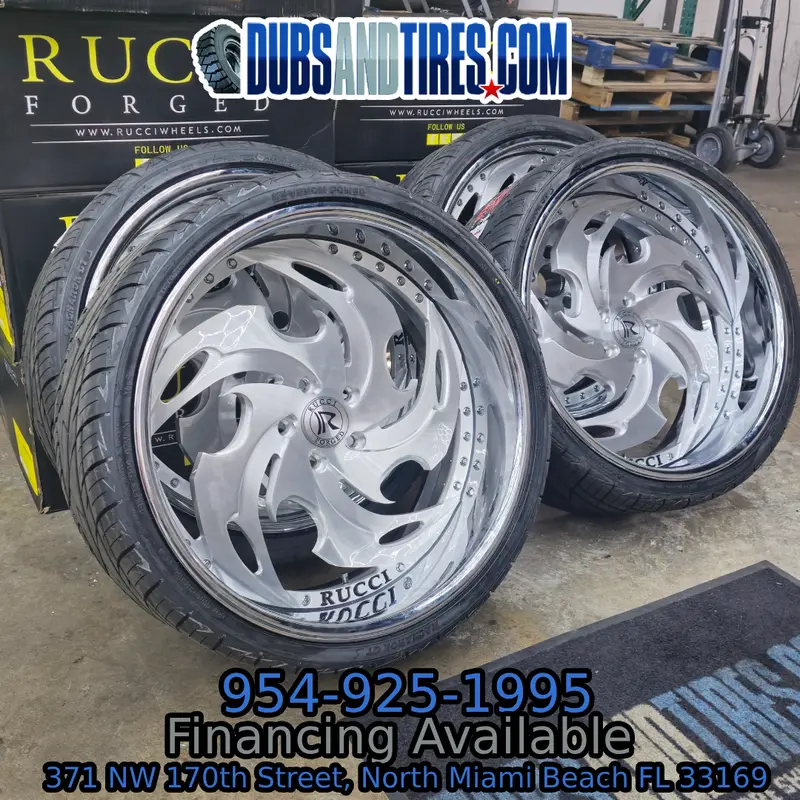 22" Rucci  One Way Brushed Face Chrome Lip Wheels Rims 22X9, 22X10.5  Bp:5X120.7 1986 Monte Carlo Ss 1