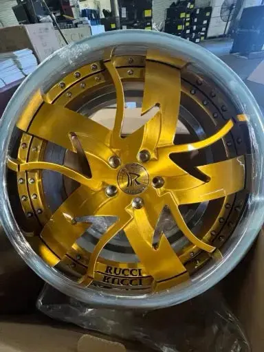 22" Rucci Primo Wheels Brushed Gold Rims Staggered 22X10 (Front) 22X11 (Rear) Maserati Customizable Wheels 1