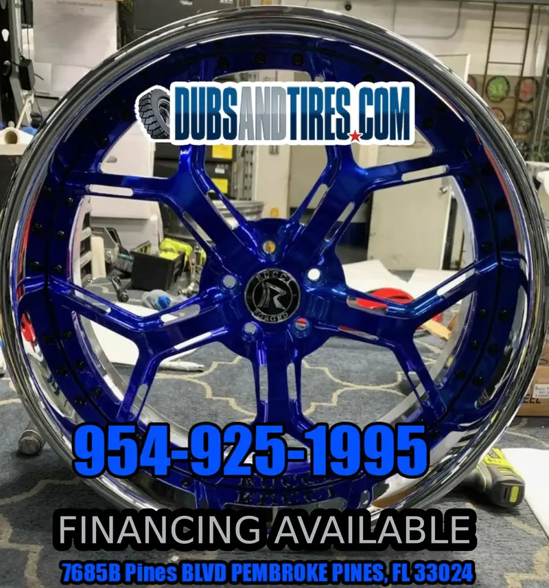 22" Rucci Vegas Wheels Black And Rapid Blue Rims Staggered 22X9(Front) 22X12(Rear) Corvette C8 Custom Wheels 1
