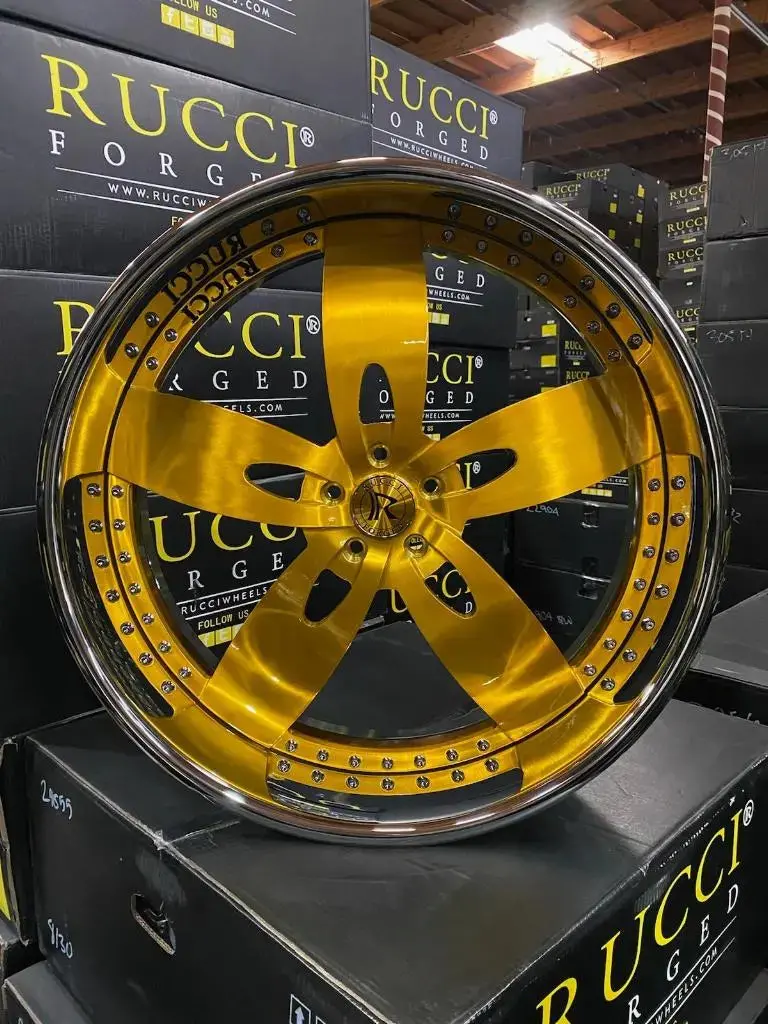 22" Rucci Zip Rims Brushed Gold Staggered 22X9(Front) 22X10(Rear) Wheels Caprice Impala Donk Cadillac Buick C10 1