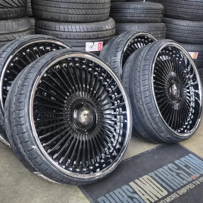 24" Forgiato D-Tremestre Gloss Black Chrome Lip Wheels Rims  Bp: 5X120 244/25Zr24 Lexani Lx-Twenty 2022 Cadillac Ct-5 1
