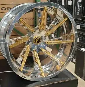 24" Forgiato Gambe Twist Rims 24X12 Polished And Gold Wheels Ram 1500 Trx 6X139.7 1