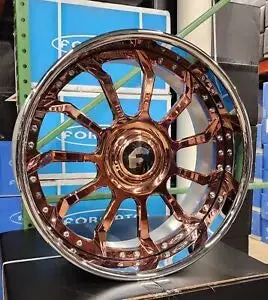 24" Forgiato Navaja Rose Gold Rims Staggered 22X9(Front) 22X10(Rear) Wheels Cutlass Chevelle Buick Monte Carlo Box Chevy 1