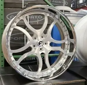 24" Forgiato S2.16 Brushed Chrome Wheels Staggered Rims 24X9 (Front) 24X10(Rear) Cutlass Chevelle Buick Monte Carlo G Body Box Chevy 5X4.75 1