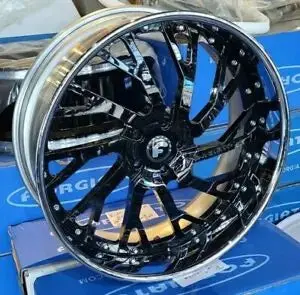 24" Forgiato Syncro Rims Staggered 24X9(Front) 24X10(Rear) Gloss Black Wheels 5X5 Caprice Impala Donk Cadillac Buick C10 Pontiac 5X127 1