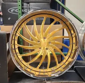 24" Forgiato Whips Brushed Gold Rims Staggered 24X9(Front) 24X10(Rear) Wheels Cutlass Chevelle Buick Monte Carlo G Body Chevy 2