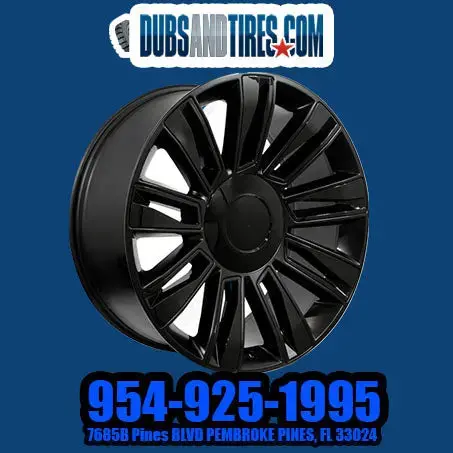 24 Inch 24X10 Diamond Rims F006 Black Wheels Bp: 6X139.7 Tires 305/35R24 Cadillac Escalade Finacing Avil 1