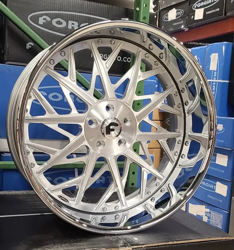 24" Inch Forgiato Blocco Brushed Face Chrome Lip Rims 24X9 & 24X10 Staggered Wheels 5X120.7 / 5X4.75 Small Bolt Pattern Gm Chevy 1