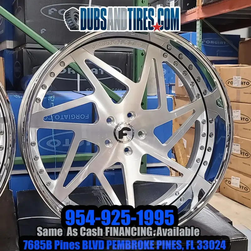 24" Inch Forgiato Finestro-Ecl Rims Staggered Wheels Brushed Face Chrome Lip Old School Cars Tires For Ford Mustang Finacing Avil 1