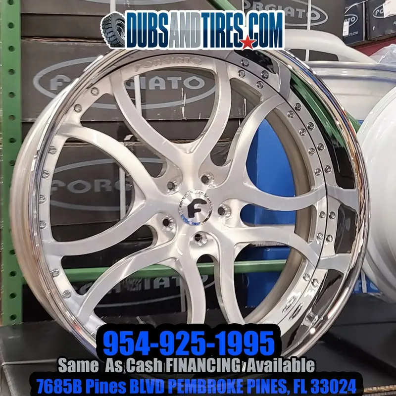 24" Inch Forgiato S216-B Rims Staggered Wheels Brushed Face Chrome Lip Old School Cars Tires For Box Chevy Finacing Avil 1