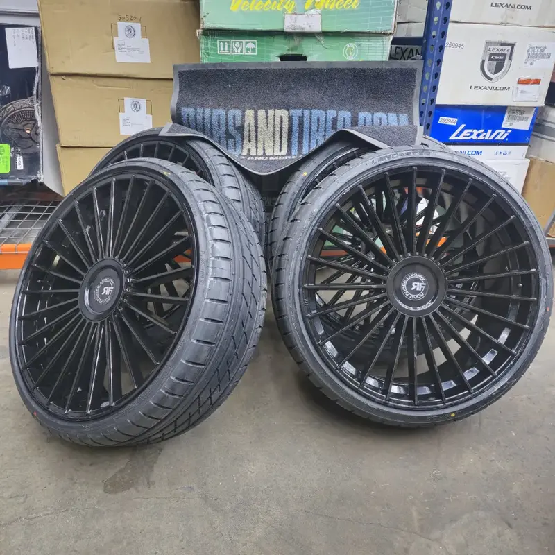 24 Inch Roadforce Rf-22 Gloss Black Wheels 24X9 & 24X10 255/30Zr24 295/25Zr24 Venom Power Bmw 740I 1