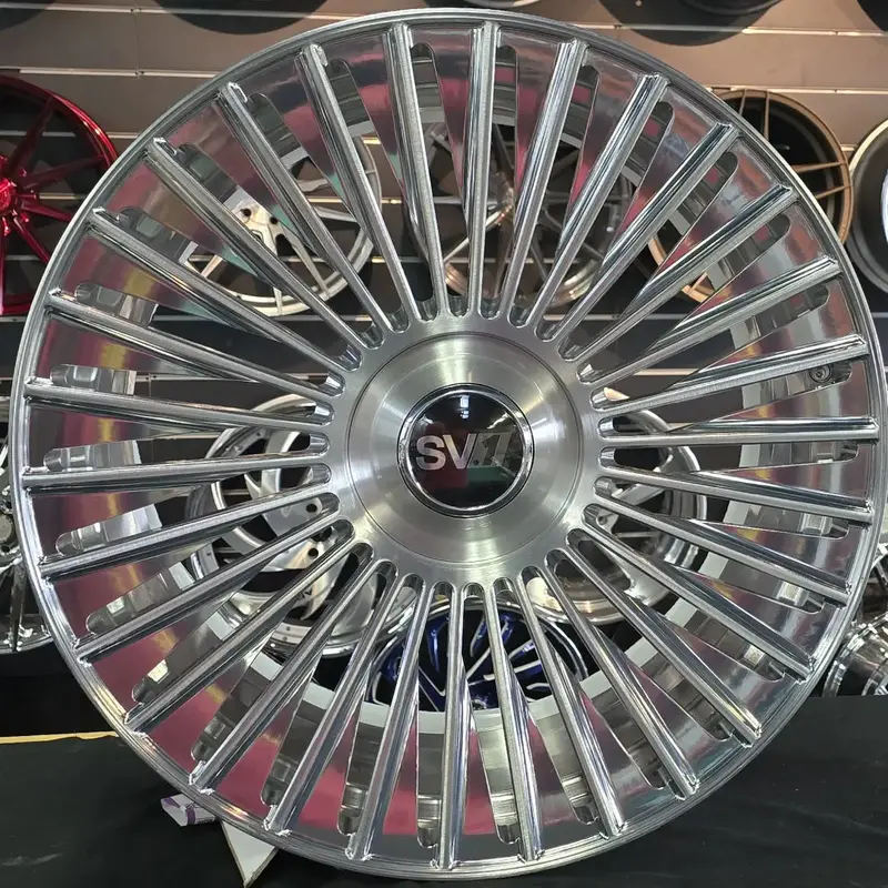 24 Inch Savini Sv1 Sv102 Brushed High Polish Wheels Staggered 24X10 24X9 Rims 5X112 Mercedes Bmw Maybach 1