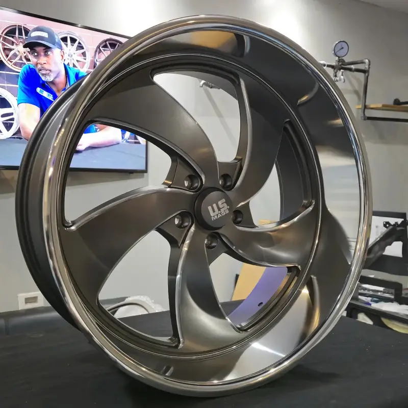 24 Inch Us Mags Wheels  U133 Desperado Gunmetal Rims Staggered 24X9 24X10 255/30R24 275/30Zr24 Venom Ragnorak Chevy Pick Up 1
