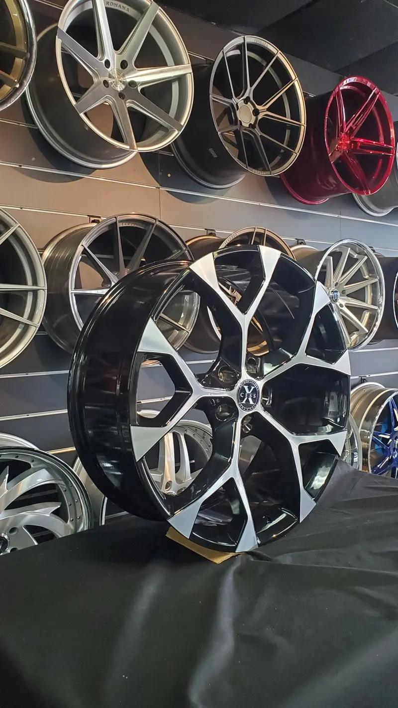 24" Inch Xcess 5 Flake Black Machined Wheels 24X9, Rims Bp:5X114.3 Acura Mdx 2020 1