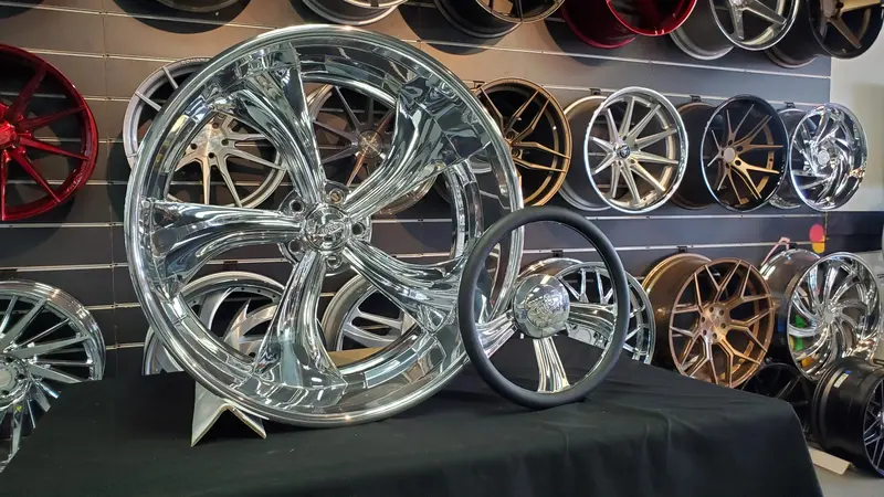 24" Intro Gallop Polished Wheels Staggered 24X9, 24X12 Rims 5X4.5 Chevy Truck 1