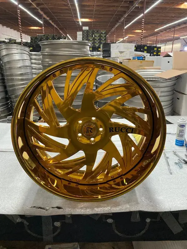 24" Rucci Cj On 32S Wheels Gold Lip Rims Staggered 24X10(Front) 24X11(Rear) Dodge Challenger Customizable Wheels 1