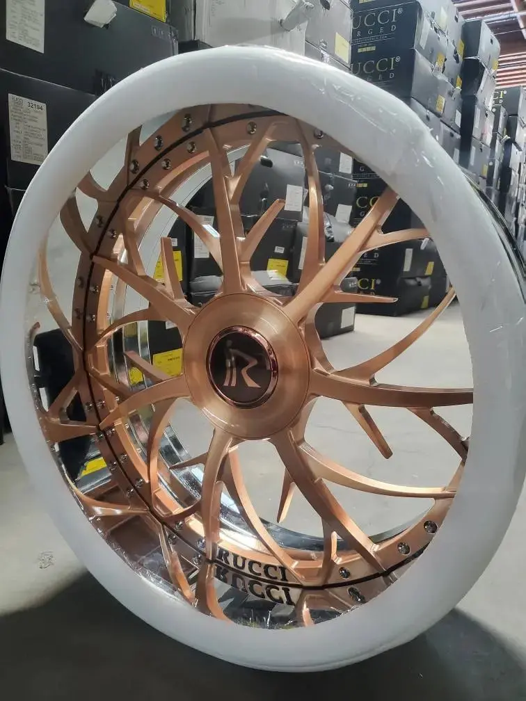 24" Rucci Murda Wheels Rose Gold Rims 24X9.5 24X10 Impala Custom Wheels Bp:5X120.65 1