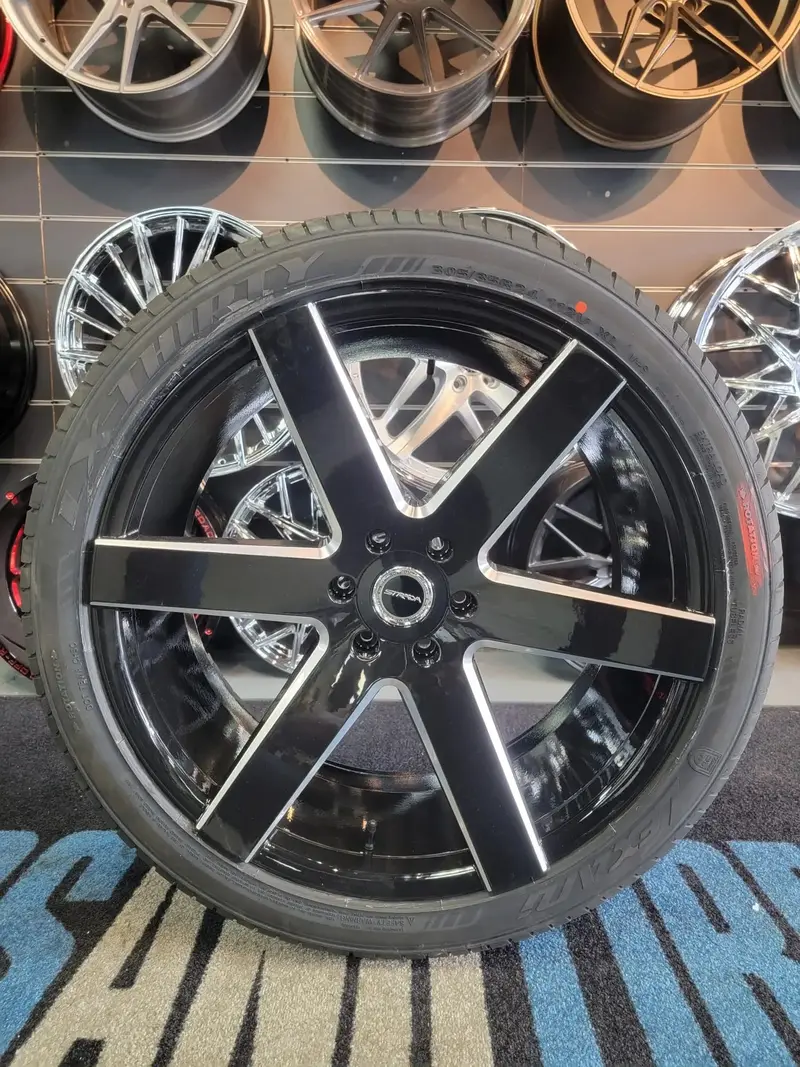 24" Strada Coda Black Milled Wheels 24X10 Rims 305/35Zr24 Lexani Lx-30 Gmc Yukon 1