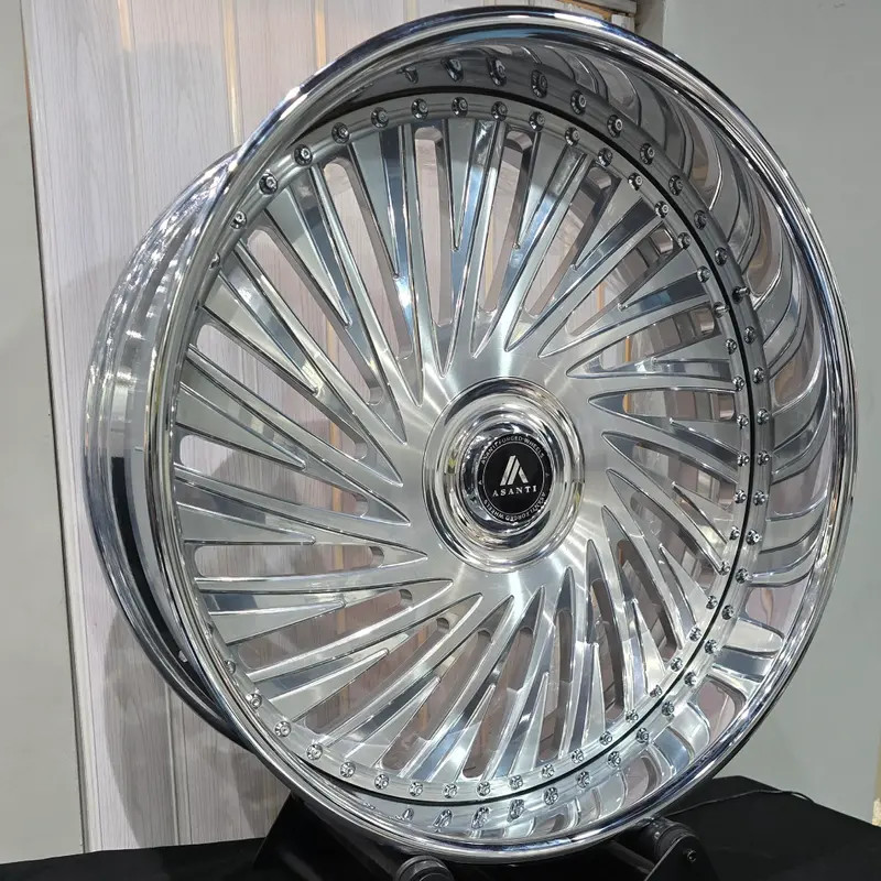 26" Asanti Prestige Brushed Face Chrome Lip Wheels Rims  26X9, 26X10  Bp:5X5 A Body B Body Donks Floating Cap 1
