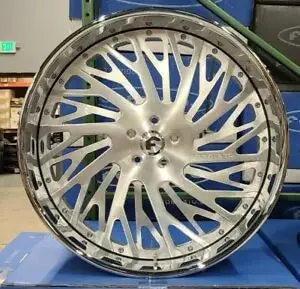 26" Forgiato Biaforca Brushed Chrome Wheels Staggered 26X9, 26X10 Rims 5X5 Caprice Impala Donk Cadillac Buick C10 1