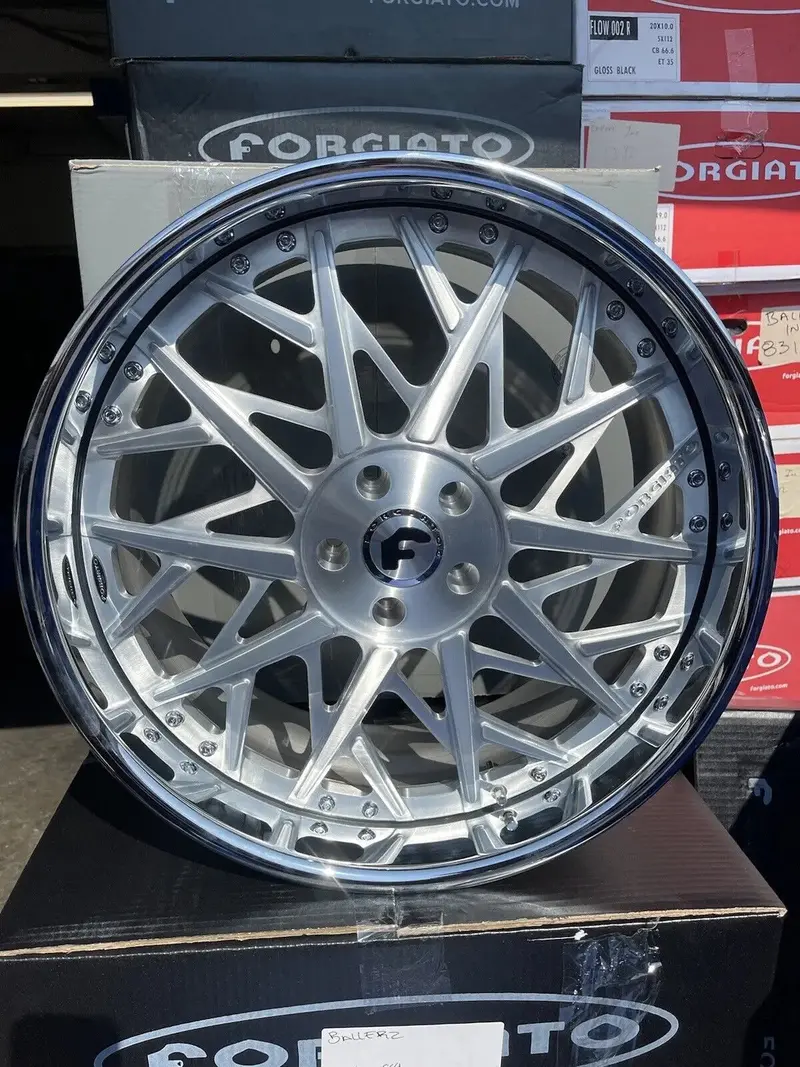 26" Forgiato Blocco Brushed Chrome Wheels Staggered 26X9, 26X10 Rims 5X5 Caprice Impala Donk Cadillac Buick C10 1