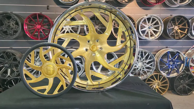 26" Forgiato Girare Brushed Gold Face Chrome Lip Wheels Rims 26X9, 26X10  Wheels Only  Bp:5X127 1979 Chevy C10 1