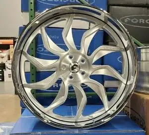 26" Forgiato Villaggi Rims Brushed Chrome Staggered 26X9(Front) 26X10(Rear) Wheels Caprice Impala Donk Cadillac Buick C10 1