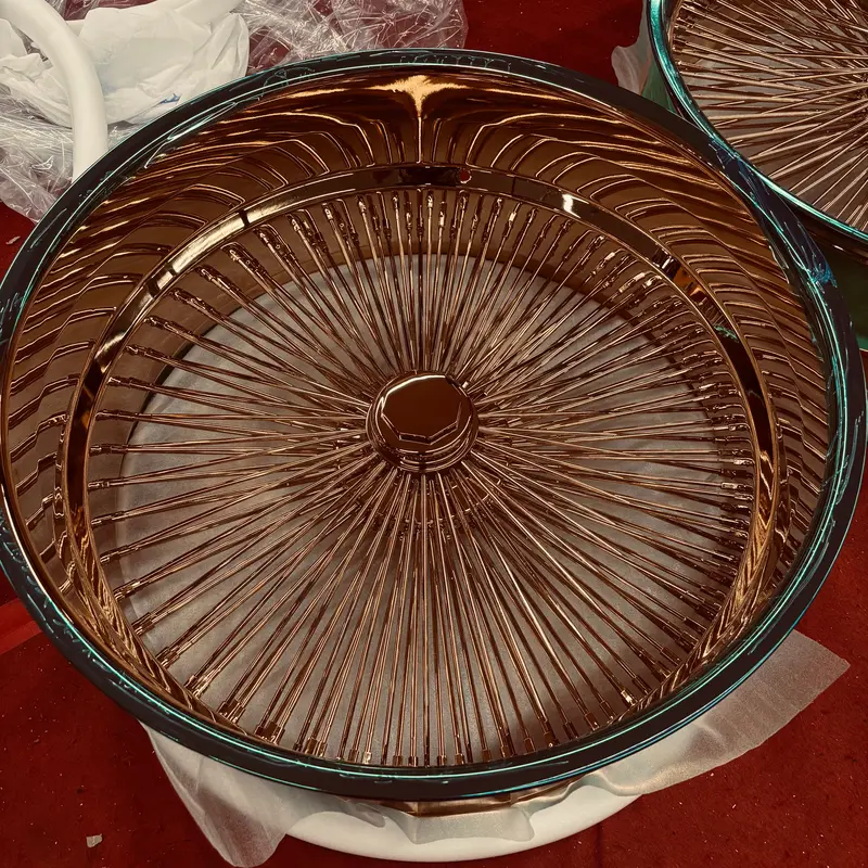 26 Inch 207 Spoke Rose Gold Wire Wheels Chevy Caprice & Impala 26 Inch Donk Rims 7 Inch Lip Wires Rims & Tires (Copy) 1