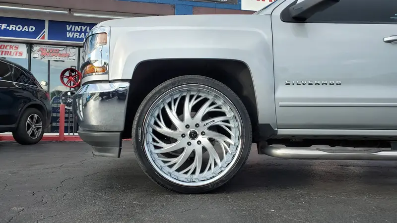 26 Inch 26X10 Rims Artis Decatur Wheels Lexani W/ Chrome Lip Tires: 305/30R26 Set Of 4 Bp:6X139.7 Chevy Silverado Finacing Avil 1