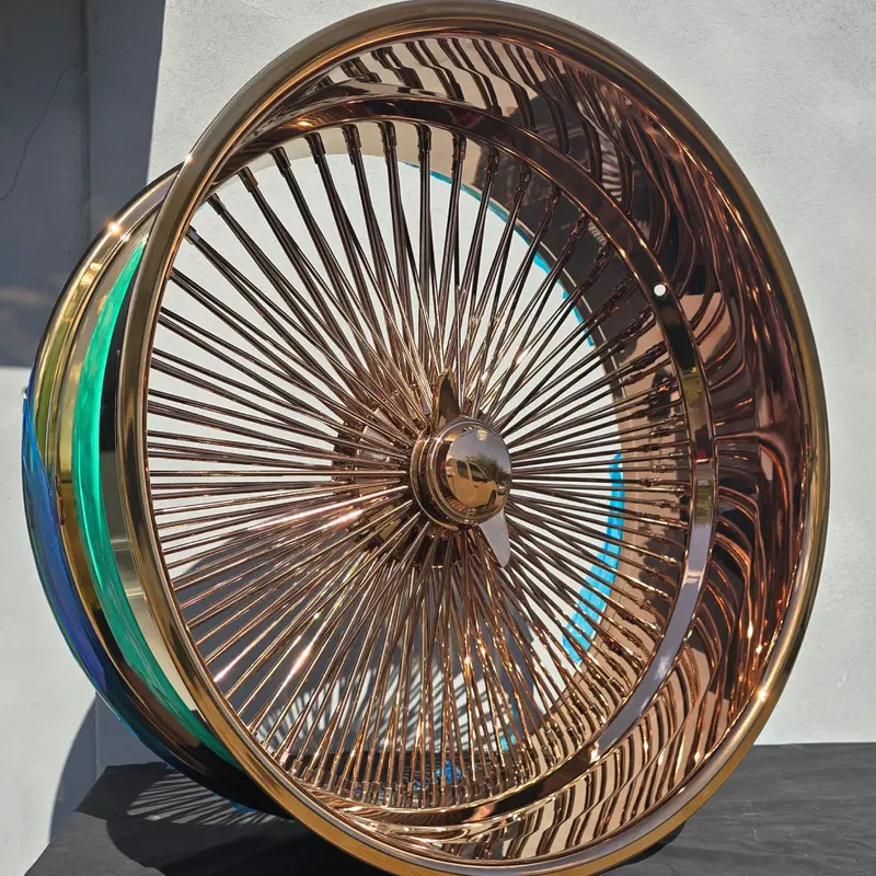 26 Inch Rose Gold Wire Wheels Monte Carlo, Caprice & Impala 26 Inch Donk Rims  Wires Rims & Tires 1