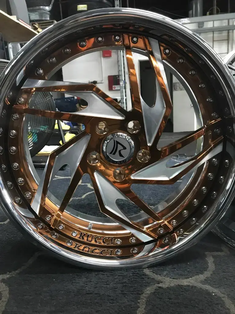26" Rucci Breitling Wheels Rose Gold Chrome Two Tone Paint Rims Staggered 26X9(Front) 26X12(Rear) Oldsmobile Custom Wheels 1