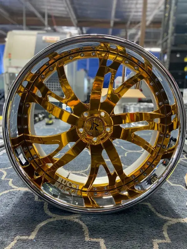 26" Rucci Shank Wheels Gold Rims Staggered 26X9.5(Front) 26X10(Rear) Impala Custom Wheels 1