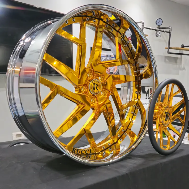 26" Rucci Stunna  Liquid Gold Chrome Lip Wheels Staggered 26X9 26X10  Lexani Lx Thirty Tires 1975 Chevy Caprice 1